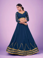 Thumbnail for Myra Navy Blue Georgette Embroidered Designer Lehenga - Distacart