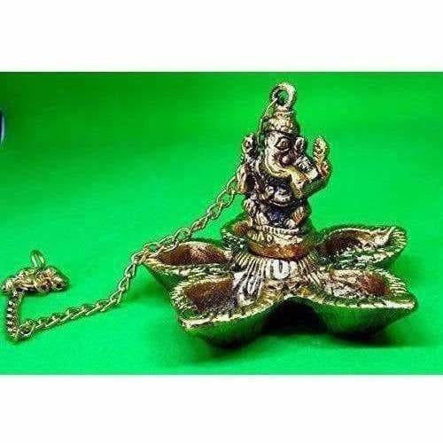 Hanging Ganesh - Handcrafted Golden Polished Brass - Distacart