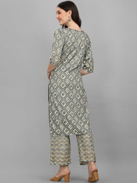 Thumbnail for HERE&NOW Women Grey Ethnic Motifs Printed Kurta With Palazzos - Distacart