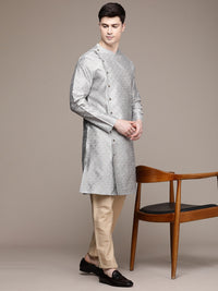 Thumbnail for House of Pataudi Ethnic Motifs Embroidered Thread Work Angrakha Rozana Kurta - Distacart