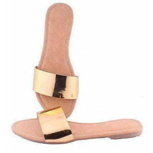 Golden Strap Flats Ladies Slippers Girls Slippers - Distacart