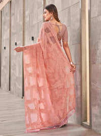 Thumbnail for Tikhi Imli Peach Abstract Woven Design Half And Half Saree - Distacart