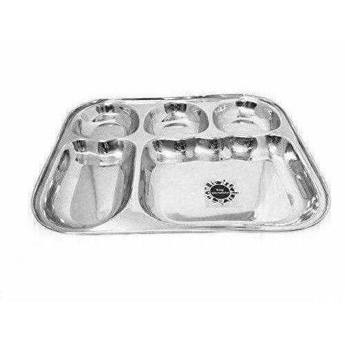 Stainless Steel 5 in 1  Compartment Dinner Plate Set of 2 - Distacart