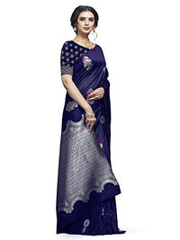 Thumbnail for Shiv Textiles Women's Dark Blue Jacquard Art Silk Saree