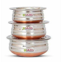Thumbnail for Copper Bottom Kadai Urli with Lid - 3 Pcs Set - Distacart