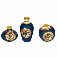 Thumbnail for Hand-Painted Home Decorative Miniature Small Pots Set ( Set of 3 Mini Pots) - Distacart