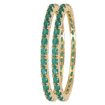 Thumbnail for Gold-Plated Alloy Green Ad 2 Bangles Set - The Pari - Distacart