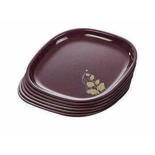 Signoraware Blooming Square Plastic Half Plate Set, Set of 6, Maroon - Distacart