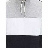 Thumbnail for Men's Stylish Full Sleeve Grey, White, Black Hooded T-Shirt - Distacart