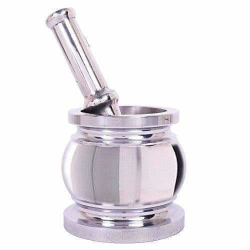 Stainless Steel Kitchen khalbatta, Okhli Masher, Mortar And Pestle Set (Steel) - Distacart