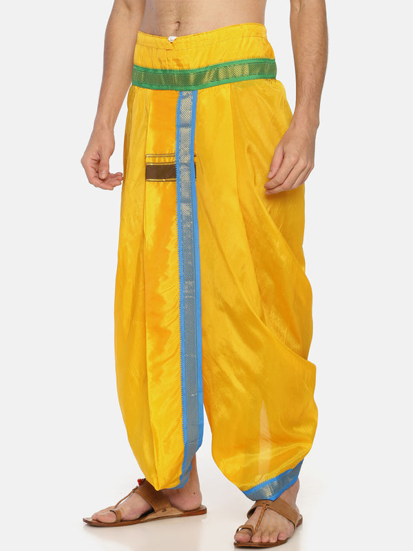 Sethukrishna Yellow Solid Double Layer Readymade Dhoti Pant - Distacart