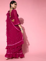 Thumbnail for Tikhi Imli Embellished Poly-Georgette Saree with Solid border - Distacart