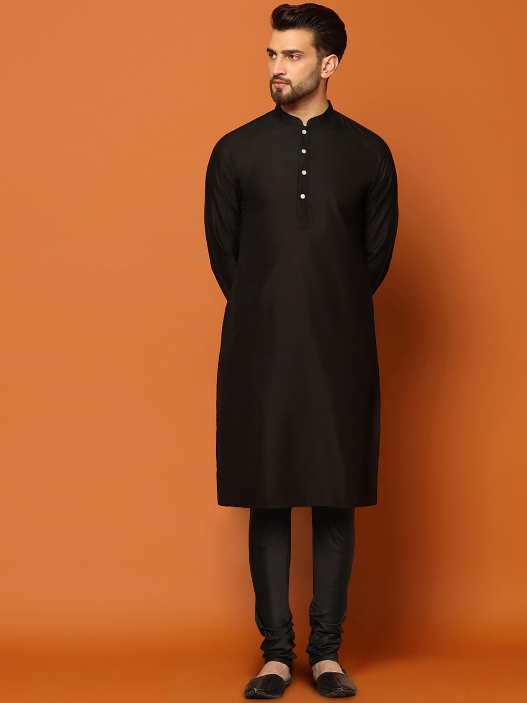KISAH Printed Mandarin Collar Cotton Sherwani Set - Distacart