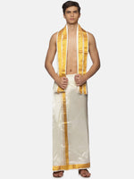 Thumbnail for Sethukrishna Men Cream-Coloured Solid Dhoti - Distacart