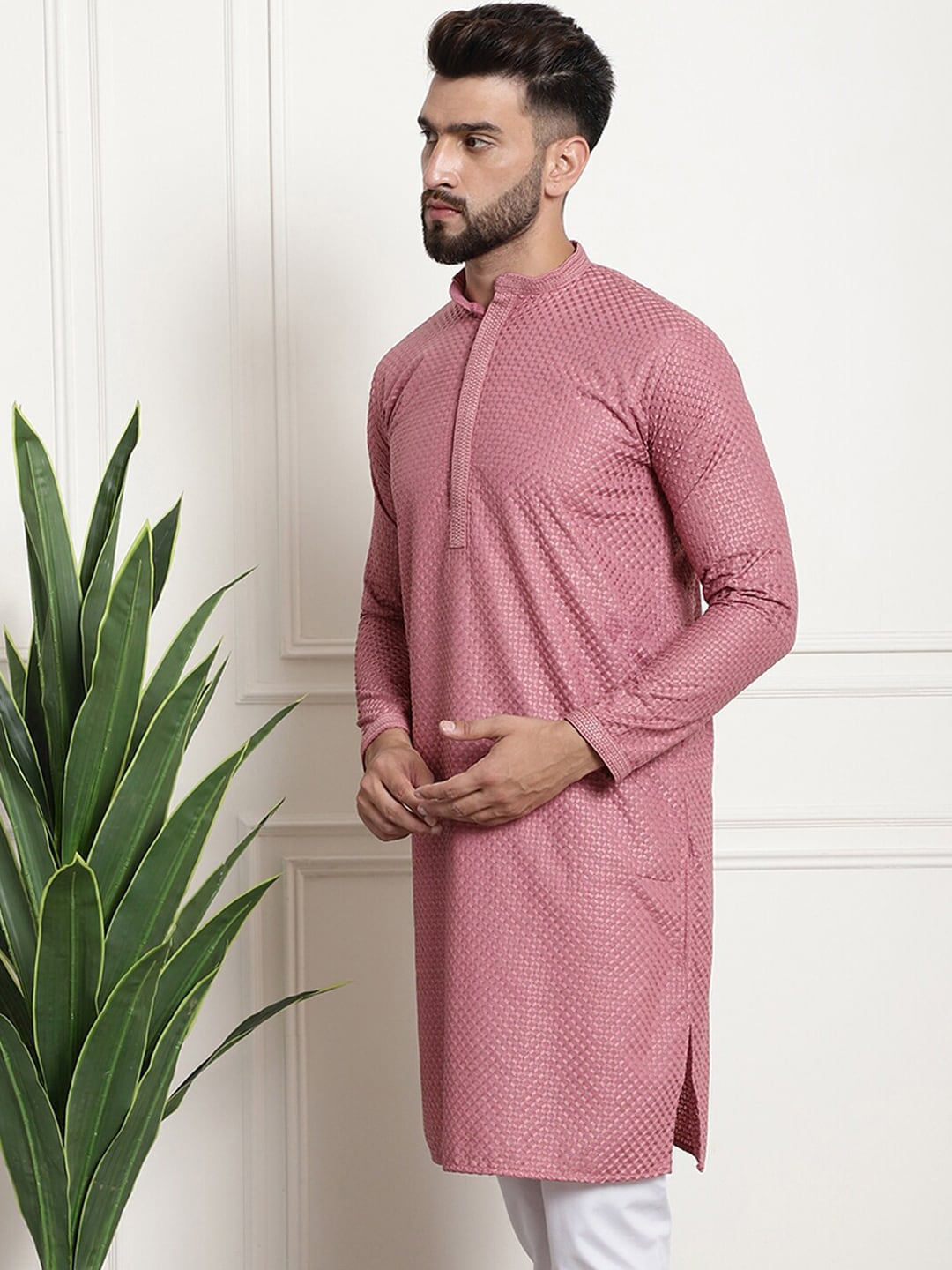 Sojanya Geometric Embroidered Thread Work Pure Cotton Straight Kurta - Distacart