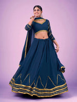 Thumbnail for Myra Navy Blue Georgette Embroidered Designer Lehenga - Distacart