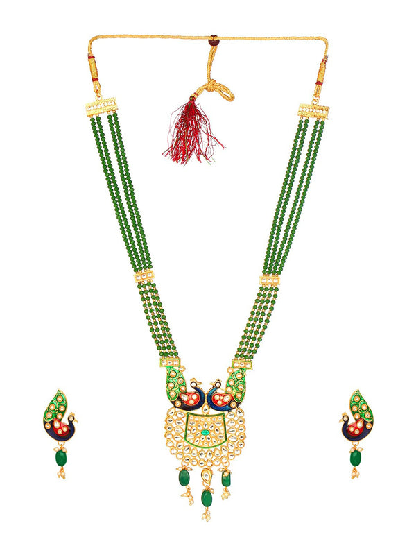 Cardinal Gold-Plated Green Studded Jewellery Set - Distacart