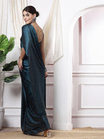 Thumbnail for Mitera Teal Blue Embellished Sequinned Saree - Distacart