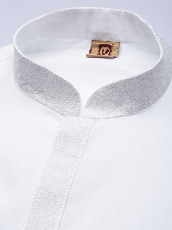 Manyavar Men White Solid Kurta with Pyjamas - Distacart