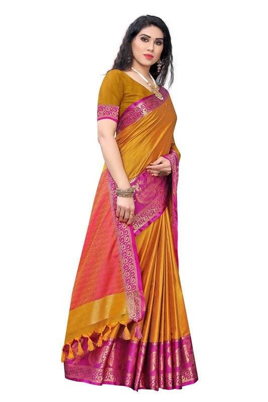 Vamika Banarasi Jacquard Weaving Mustard Saree (DHONI MUSTARD)