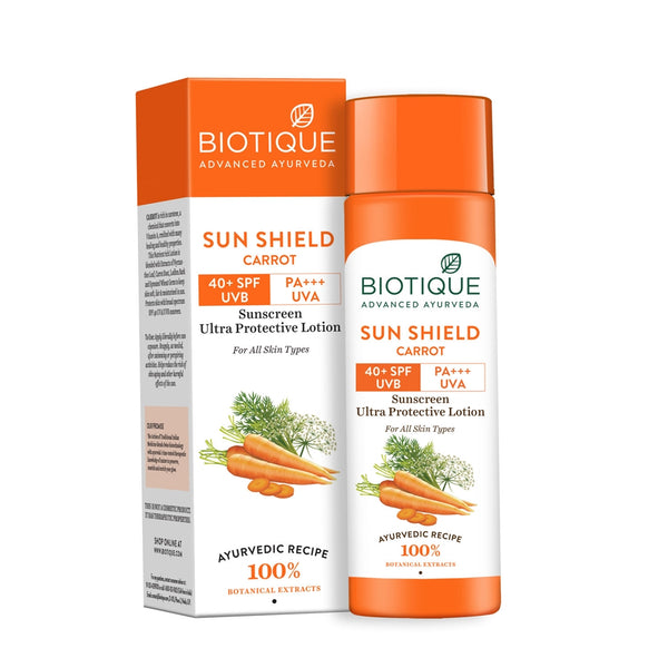 Biotique Advanced Ayurveda Bio Carrot 40+ SPF UVA/UVB Sunscreen Ultra Soothing Face Lotion - Distacart