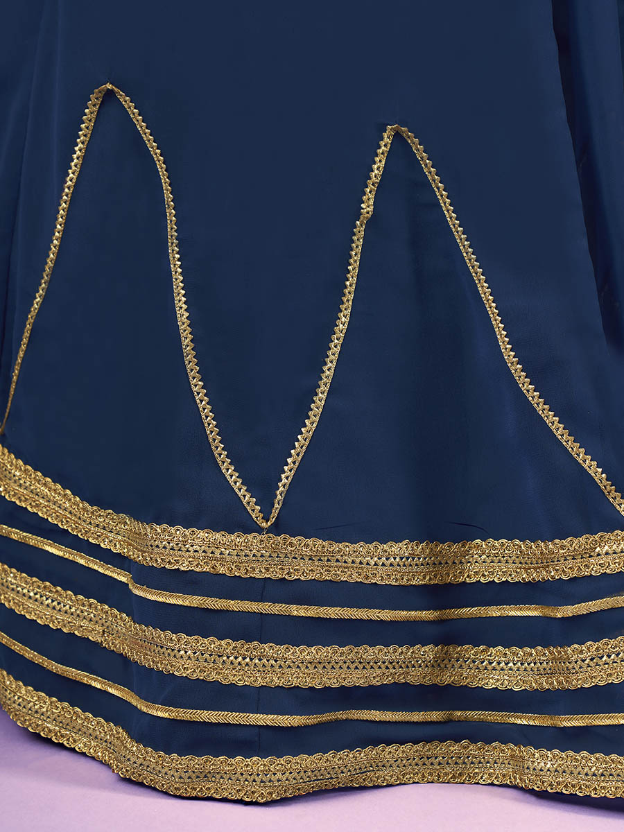Myra Navy Blue Georgette Embroidered Designer Lehenga - Distacart
