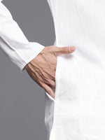 Thumbnail for Manyavar Men White Solid Kurta with Pyjamas - Distacart