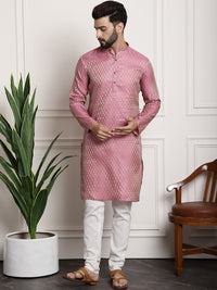 Thumbnail for Sojanya Men Pink Ethnic Motifs Kurta with Pyjamas & Nehru Jacket - Distacart