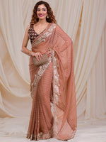 Thumbnail for Koskii Striped Embroidered Saree - Distacart
