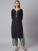 Thumbnail for Khushal K Women Black & Grey Printed Kurta with Palazzos - Distacart