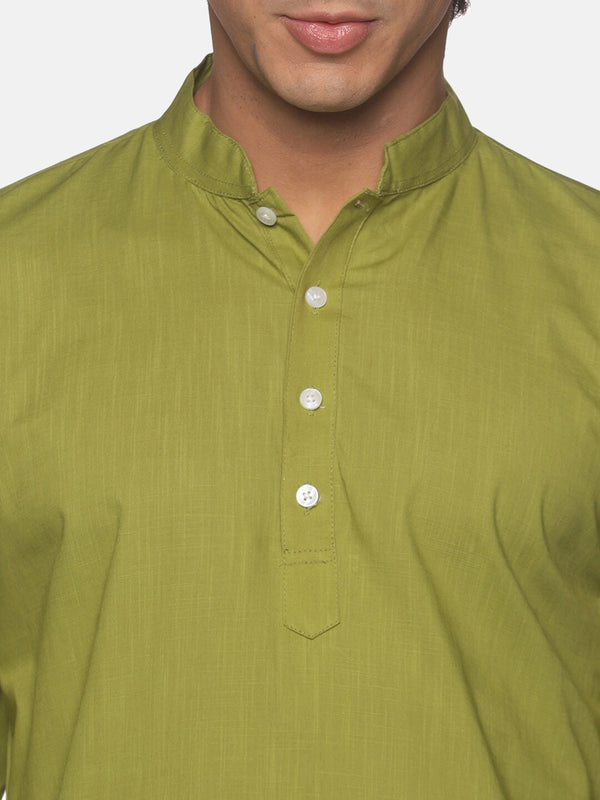 Sethukrishna Green Pure Cotton Kurta with Pyjamas For Men - Distacart