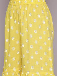 Thumbnail for HERE&NOW Ethnic Motifs Printed Gotta Patti Pure Cotton Kurta with Sharara & Dupatta - Distacart