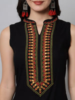 Thumbnail for Kalini Women Black Embroidered Thread Work Kurta with Palazzos - Distacart