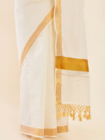 Thumbnail for Soch Off-White & Gold Zari Pure Cotton Kasavu Saree - Distacart