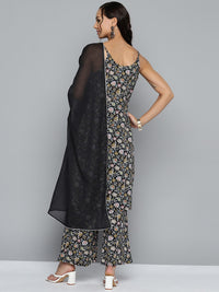 Thumbnail for HERE&NOW Women Floral Printed Regular Pure Cotton Kurta with Palazzos & Dupatta - Distacart