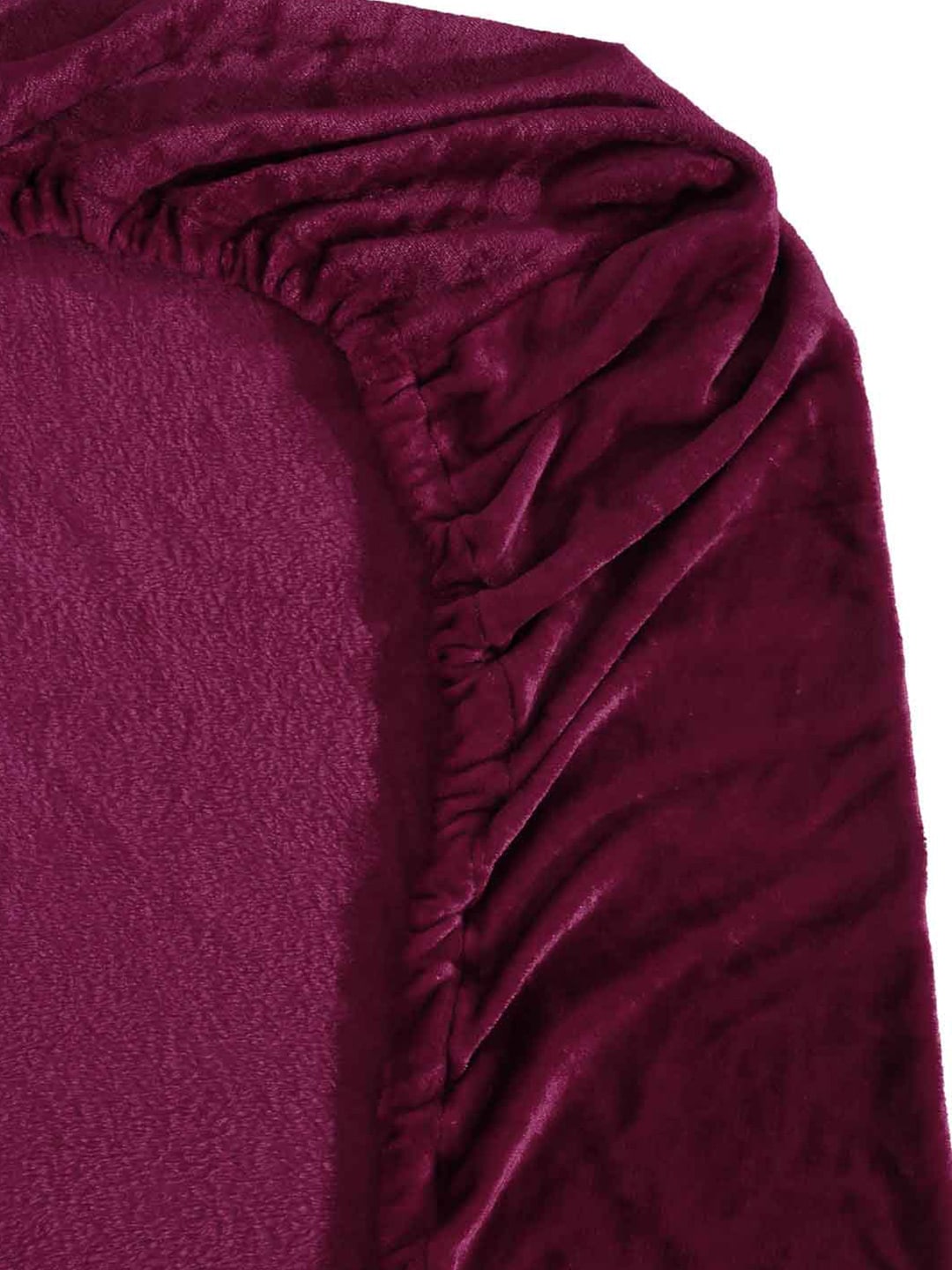 KLOTTHE Maroon 300 TC Woolen Fitted Double King Bedsheet With 2 Pillow Covers - Distacart