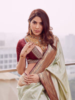Thumbnail for Kalini Ethnic Motifs Woven Design Zari Silk Cotton Banarasi Saree - Distacart