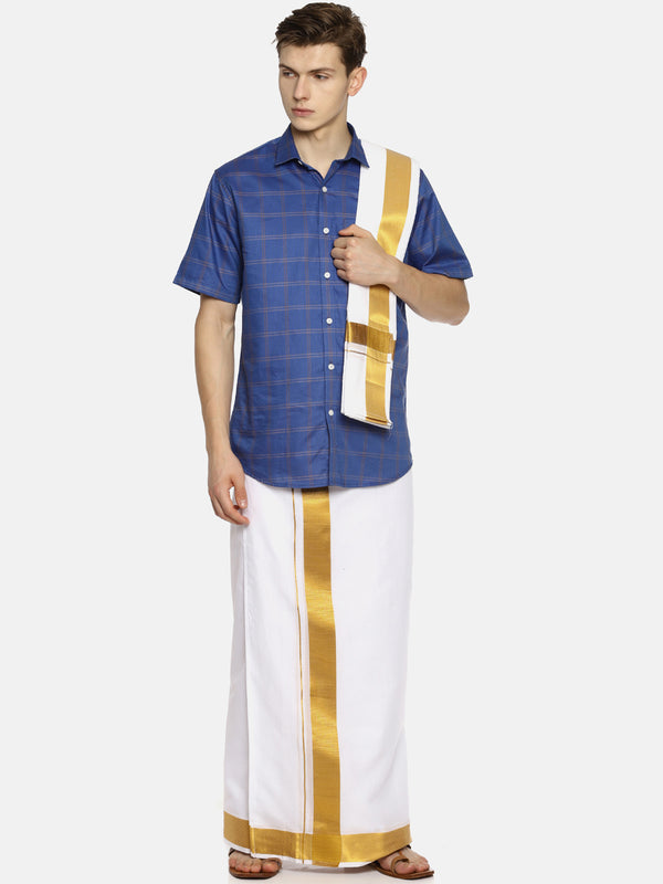 Sethukrishna White Solid Double Layer Readymade Dhoti For Men - Distacart