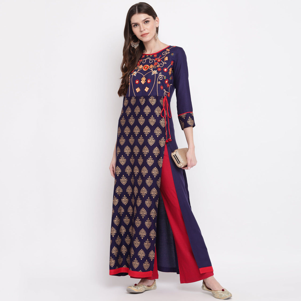 NOZ2TOZ Women's Blue Color Rayon A-Line Kurta Only - Distacart