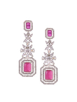 Thumbnail for Saraf RS Jewellery Rhodium-Plated Pink AD studded Jewellery Set - Distacart