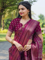 Thumbnail for Tikhi Imli Leheriya Printed Zari Ready to Wear Saree - Distacart