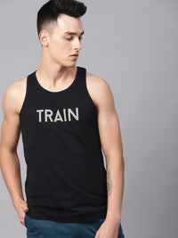 Thumbnail for HRX by Hrithik Roshan Men Black Printed Detail Training Tank - Distacart