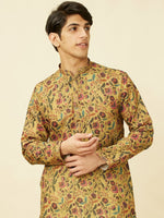 Thumbnail for Manyavar Floral Printed Printed Mandarin Collar Thread Work Kurta & Pyjamas - Distacart