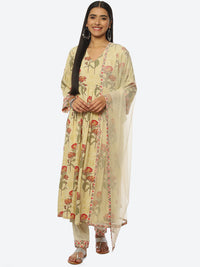 Thumbnail for Biba Women Floral Printed Kurta with Trousers & Dupatta - Distacart