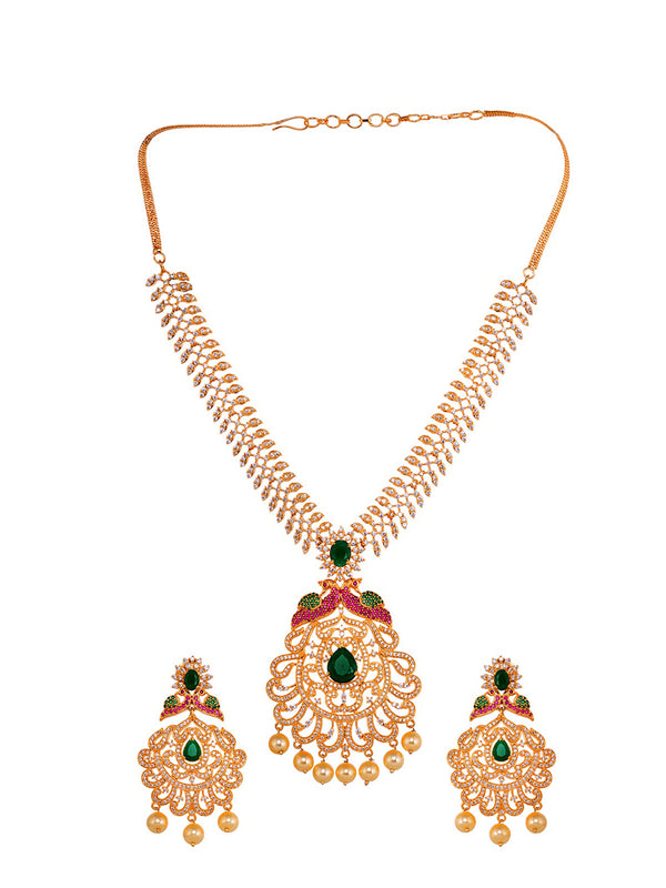 Saraf RS Jewellery Women Gold and Green Gold-Plated Jewellery Set - Distacart
