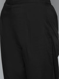 Thumbnail for HERE&NOW Women Black Ethnic Motifs Embroidered Kurta with Trousers & With Dupatta - Distacart