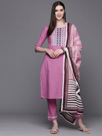 Thumbnail for Biba Women Cotton Yoke Design Regular Kurta with Trousers & Dupatta - Distacart