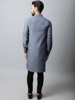 Thumbnail for Even Apparels Grey Color Pure Cotton Solid Men's Kurta With Shirt Collar (MMS149) - Distacart