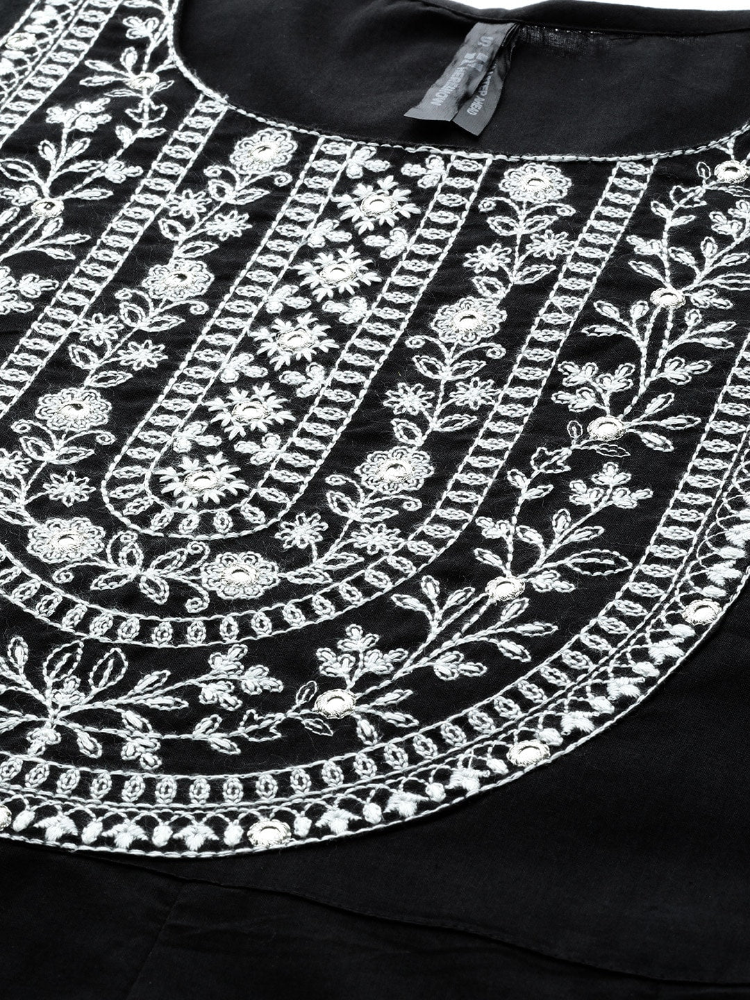 HERE&NOW Women Black Ethnic Motifs Embroidered Kurta with Trousers & With Dupatta - Distacart