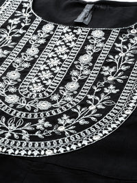 Thumbnail for HERE&NOW Women Black Ethnic Motifs Embroidered Kurta with Trousers & With Dupatta - Distacart